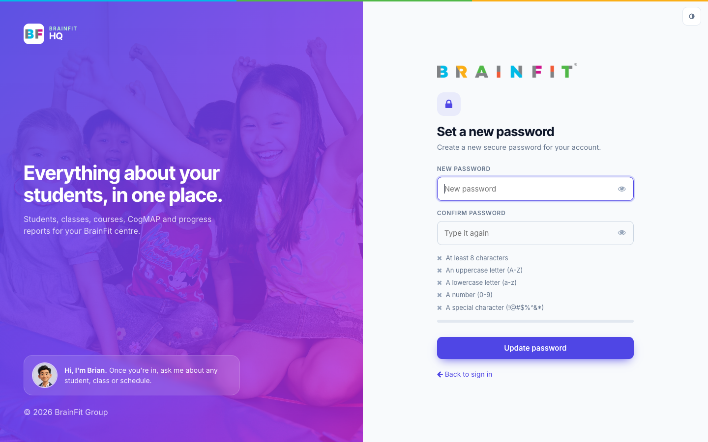 Set a new password