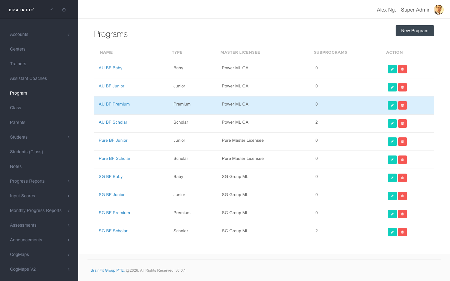 Programs list