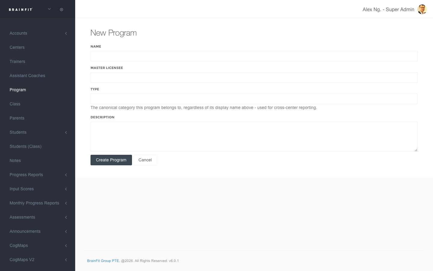New Program form